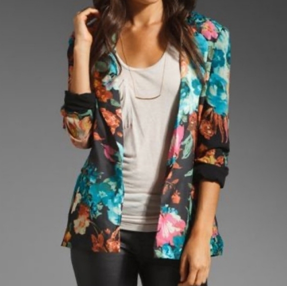 Gypsy Junkies Zeppelin Floral Print Blazer Size S - Picture 5 of 12
